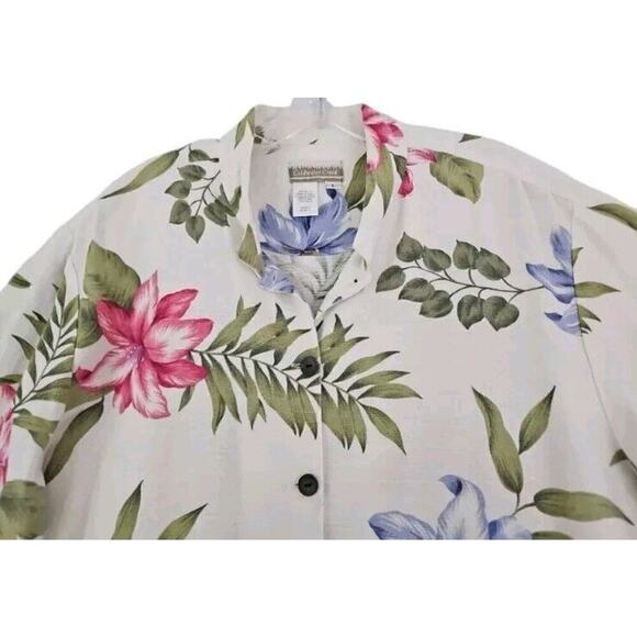 Coldwater Creek ~Woman Size L~ Floral Linen Blend Top Button Shirt Long Sleeve. - Picture 8 of 9